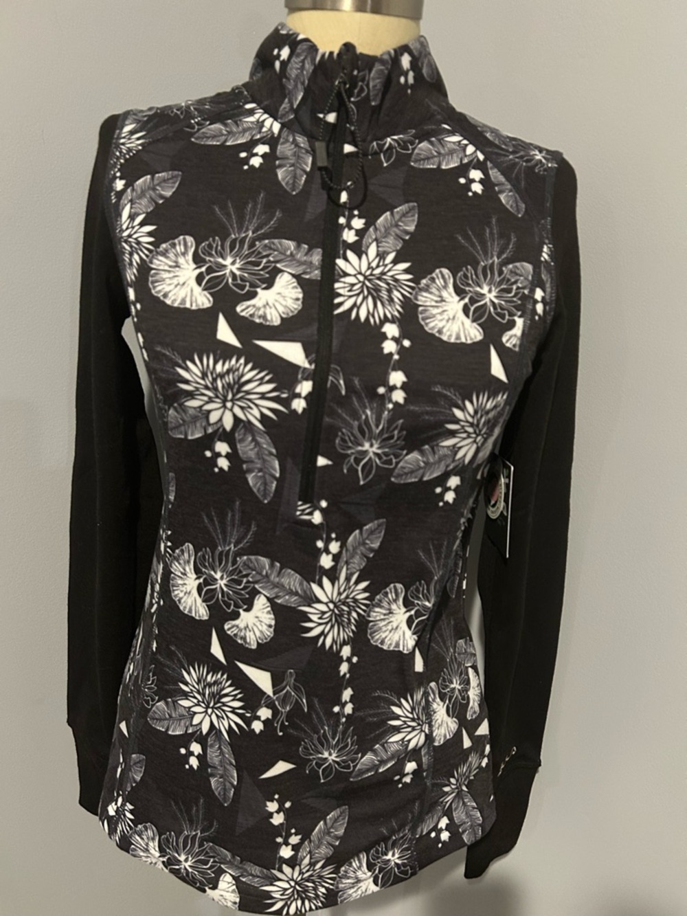 Bula Merino Wool Women’s 1/4 Zip Floral Print Top Size XS NWT